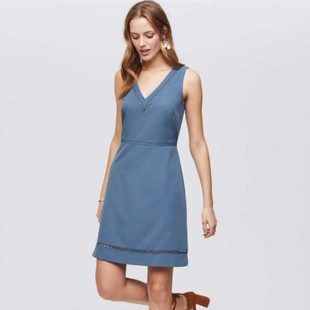 LOFT Blue V-Neck Mini Dress